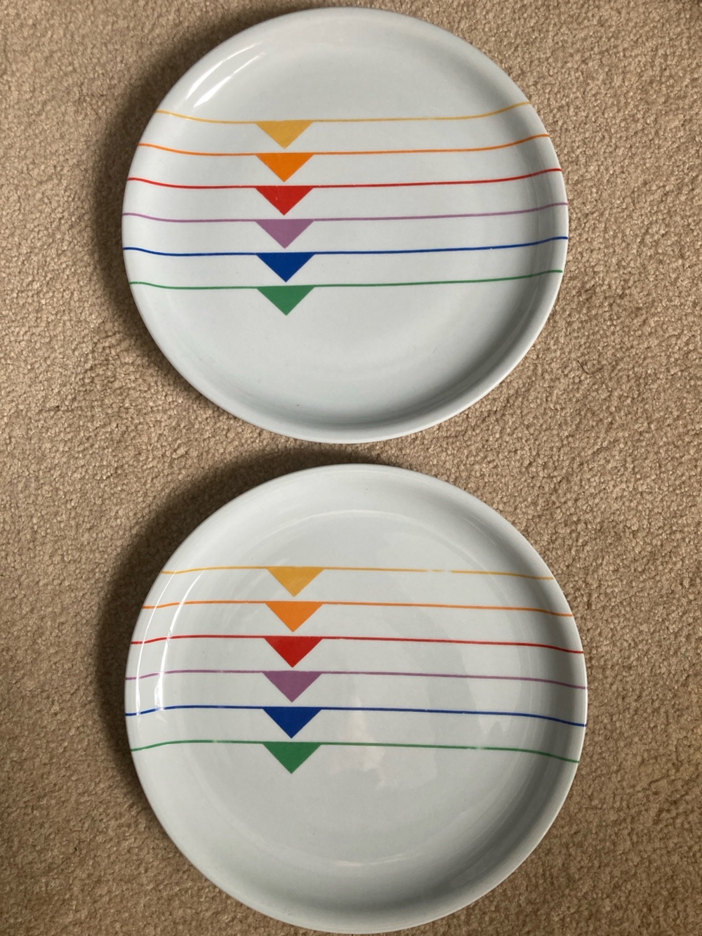 Harmony Block Vintage Vista Alegre Sextet Dinner Plates Set of 2 Rainbow Design